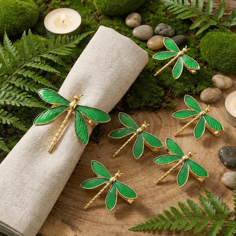 6PCS Metal Dragonfly Napkin Ring Minimalist Table Decorations Napkin Buckle  Wedding Setting