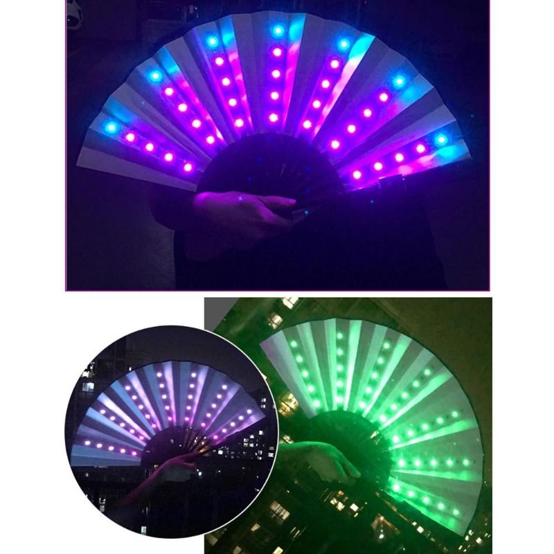 Schöner fluoreszierender LED-Handventilator mit Fernbedienung für Hochzeiten, Konzerte und thematische Veranstaltungen