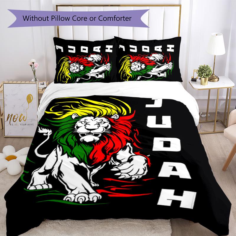 Rastafari Lion of Judah 3pcs Bedding Set Duvet Cover Closure Includes 1 Duvet Cover & 2 Pillowcases for All Seasons Bedroom Home Dorm Decor