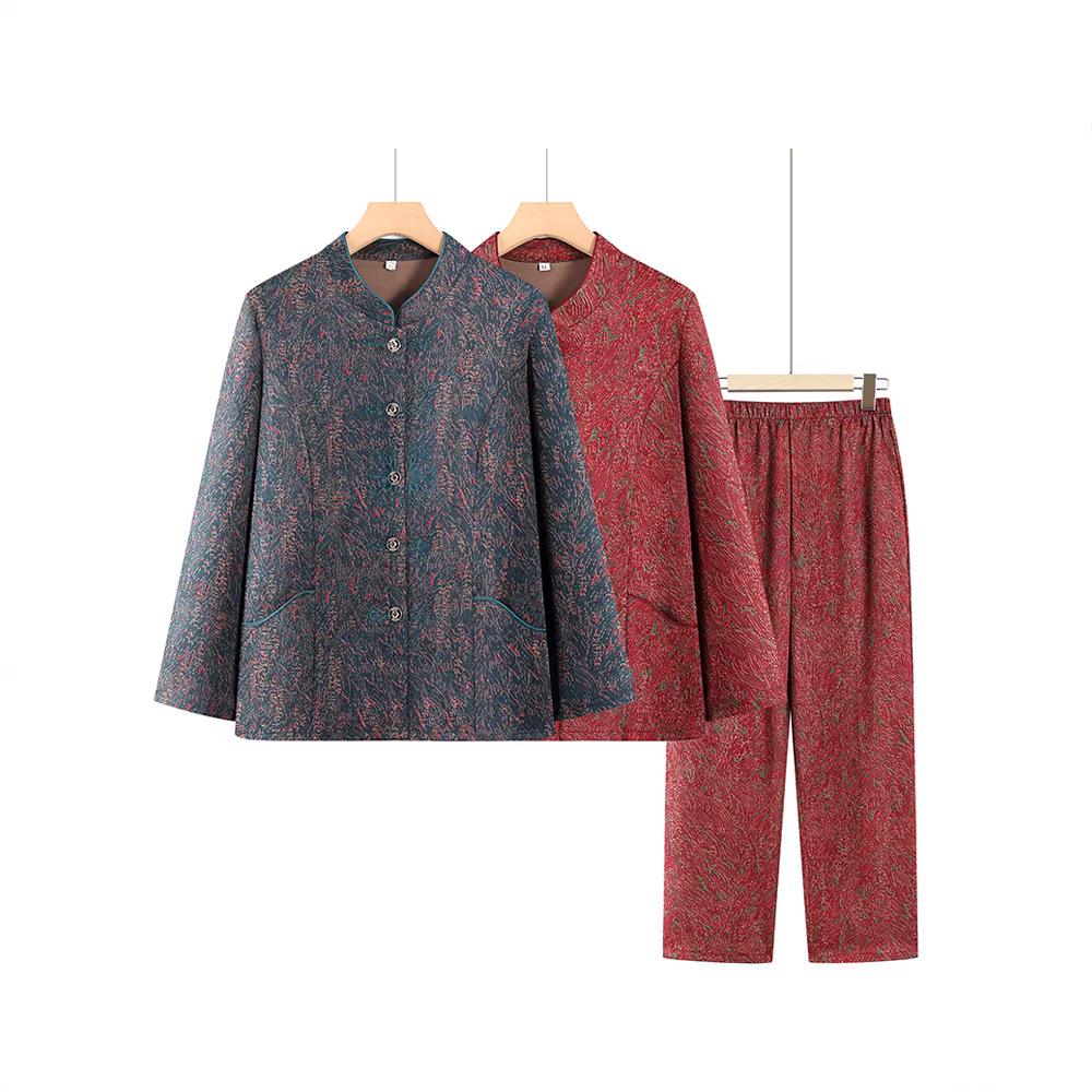 Elegant Two-Piece Spring & Autumn Shirt Suit for Middle-Aged and Elderly Women