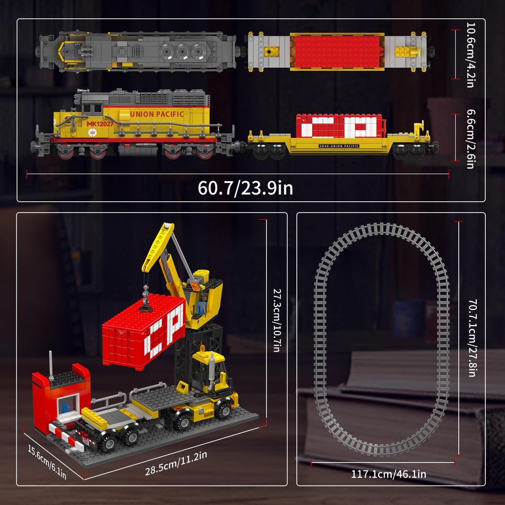 Mold King 12027 Tren Cale Ferată Știință și Tehnologie Model Blocuri de Construcție, Vehicul cu Motor cu Ardere Internă Kit Model Tren cu Telecomandă