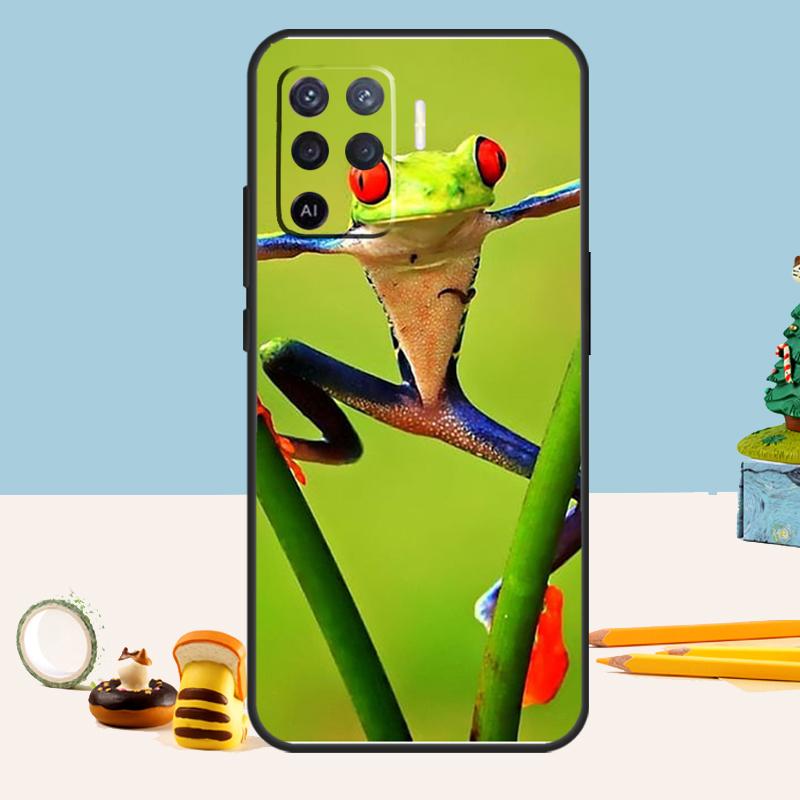 Green Frog Wildlife Case For Oppo A5 A6 Pro A15 A16 A76 A96 A17 A57 A98 A58 A78 A18 A38 A54 A74 A94 A40 A60 A80