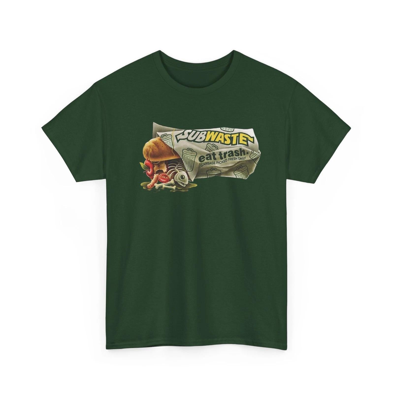 Wacky Packages Subwaste Eat Trash Printed T shirt Funny SubWay Parody S