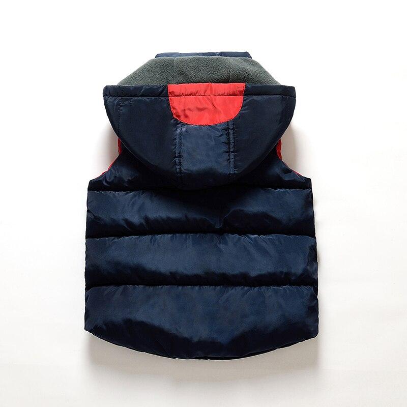 Zimní Teplé Dospívající Zesílené Svrchní Oblečení Barevné Patchworkové Mikiny s Kapucí Vesta pro Děti Chlapce Dívky