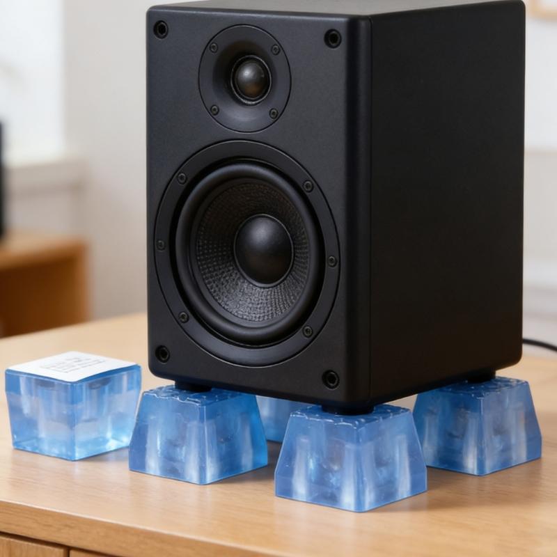 4 Piece Square Anti Slip Rubber Feet Pad For Speakers And Furniture With Enhances Grip And Shock Absorption