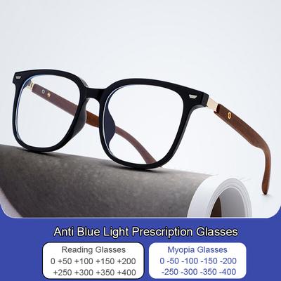 Large Frame Reading Glasses Wood Grain Temples TR90 Oversized Square Prescription Eyeglasses Classic Presbyopia Eyewear UV400