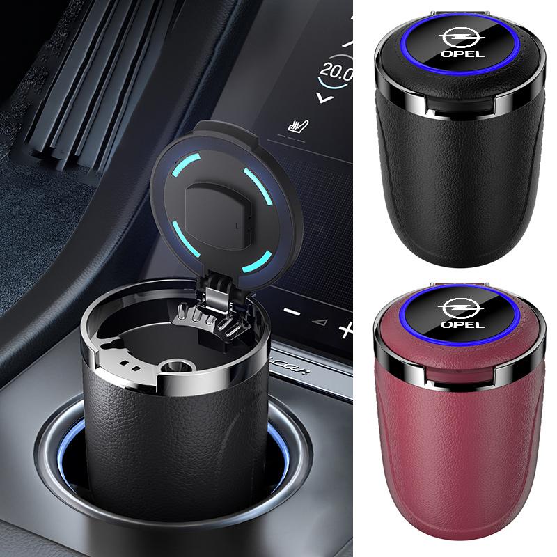 Car Emblem LED Light Ashtray Alloy Garbage Cup Ashtray Flame Retardant For Opel Corsa D Astra Insignia Mokka Adam Combo Vauxhall