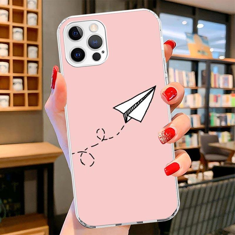 Paper Plane Airplane Fly Cover Phone Case For iPhone 16 17 Air 15 14 Pro Max 16E Phone Case 13 Mini 12 11 7 SE 8 Print Pattern F