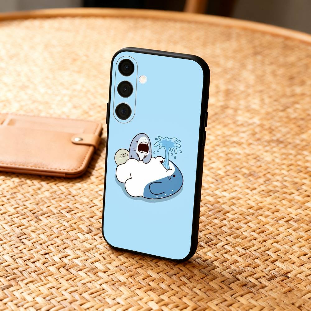 

C-Cute cartoon shark Funny Phone Case For Samsung A73,72,71,A52,51,40,41,A22,A32,31,A13, Soft Black Shell Samsung a32 5g