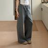 Wide Waist Thin Stripe Glutinous Rice Pants Women Autumn Lazy Style High Waist Loose Straight Leg Casual Wide Leg Trousers