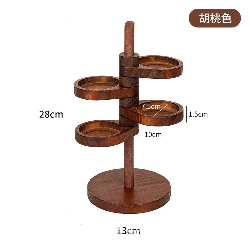 1set Solid Wood 360° Rotating Desktop Organizer - Multi-Tier Earring Ring Key Holder, Home Office Desk Storage, Jewelry Towers