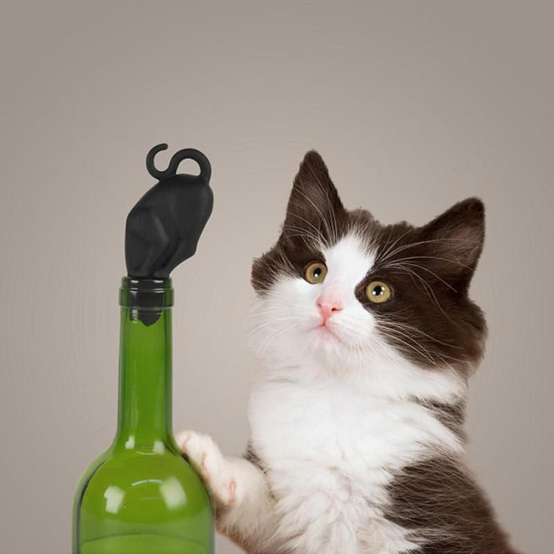 

Creative Black Cat Shaped Silicone Wine Bottle Stopper