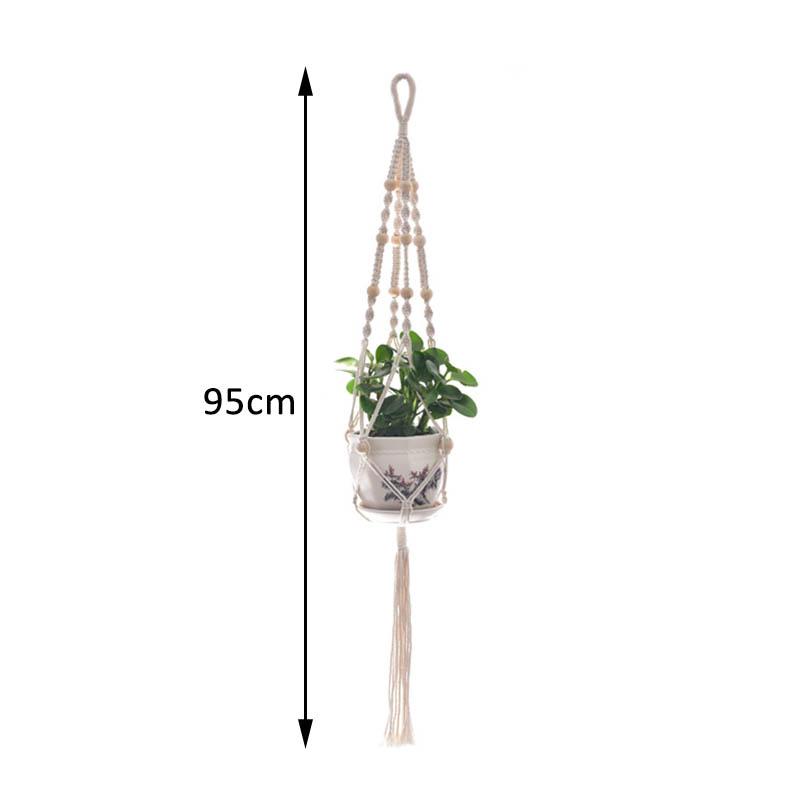 1Pcs Multi-purpose Cotton Rope Plant Hanger Garden Supplies Hand Woven Beige Wall Decoration Flower Tray Basket European Style Plant Hanging Basket
