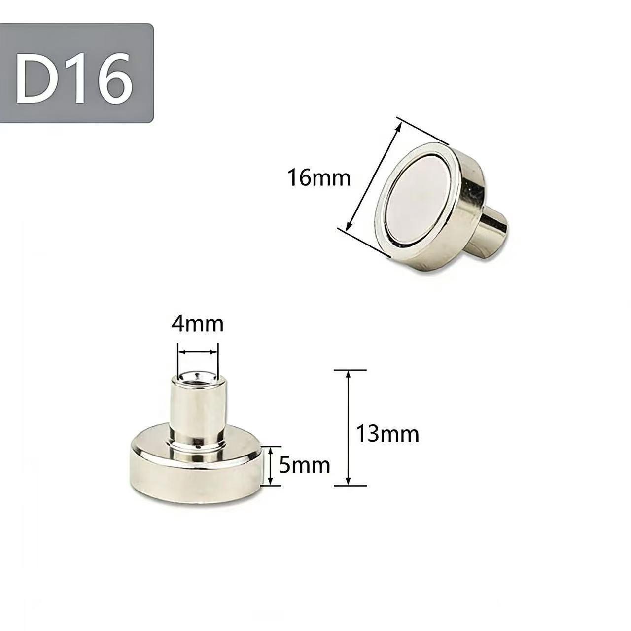 Industrial Magnetic Suction Base with External Thread and Screw Rod 16mm Diameter
