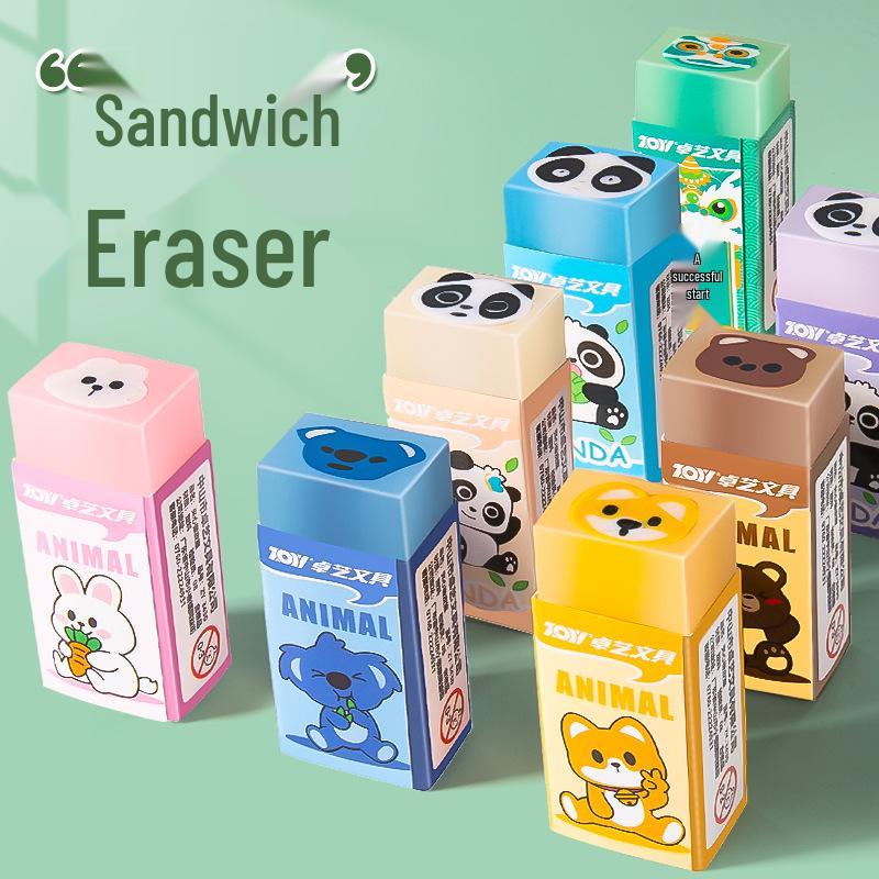 Chip-Free Cartoon Sandwich Eraser for Elementary Students - Cute, Creative, and Long-lasting