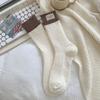 Cotton Knitting Women Socks Fashion Harajuku Retro Lady Girls Plush Thick Long Socks Autumn Winter Solid Color Casual Keep Warm