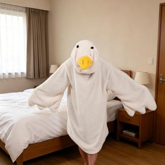 Lustiges Gänse-Enten-Kostüm für Kinder Erwachsene, Kapuzen-Tier-Einteiler Pyjama, Weiche Plüsch Tragbare Decke, Halloween Cosplay