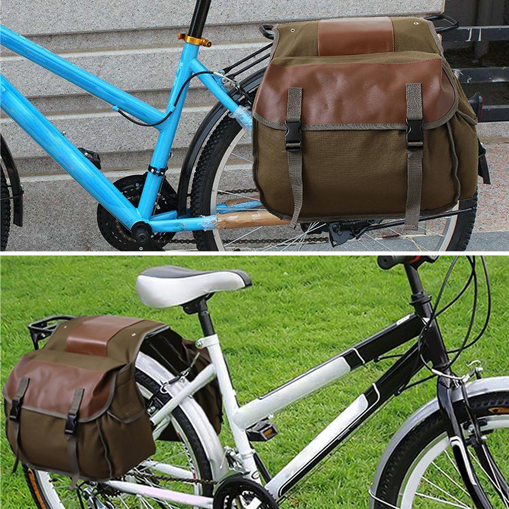 Bicycles Double Panniers Bag Cycling Luggage Storage Bag Canvas Cycling Bag for Cycling and Commuting Needs