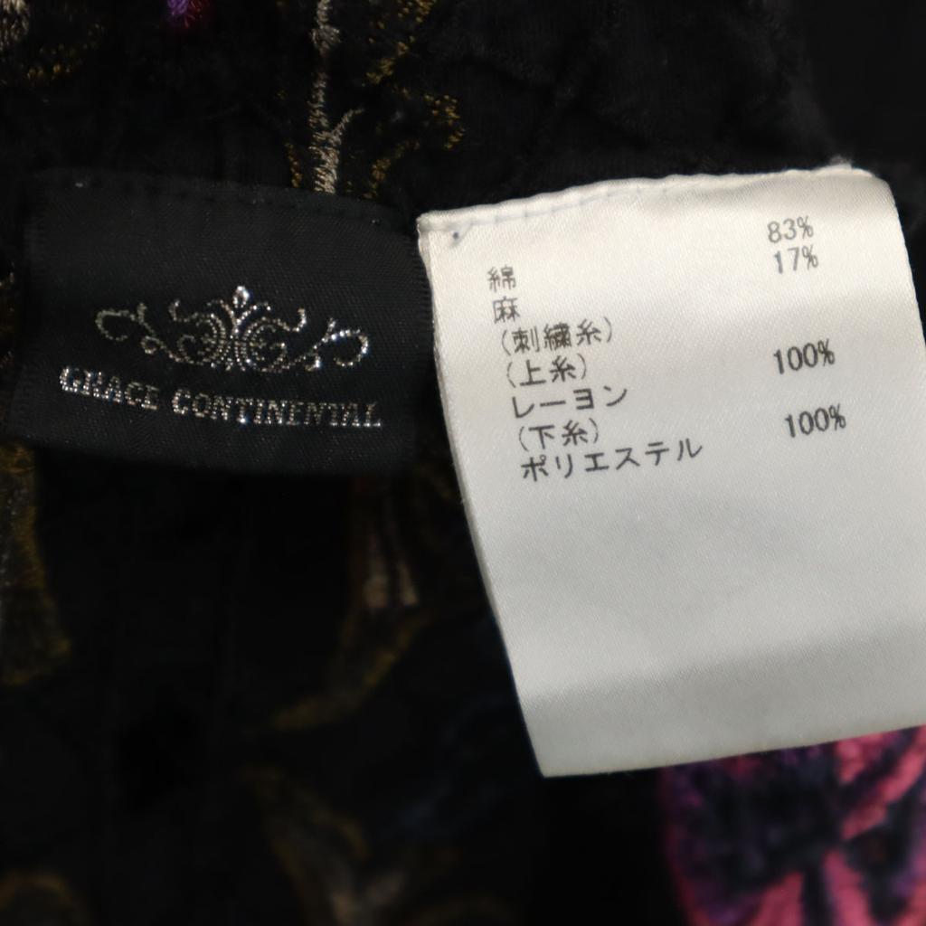 GRACE CONTINENTAL Flower Embroidery French Sleeve Wrinkles Processing One Piece Women Used