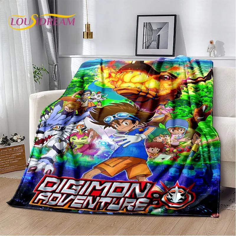 Kreslená přikrývka Digimon Adventure Monster Měkká plyšová deka, flanelová přikrývka Deka do obývacího pokoje Ložnice Pohovka Pohovka Piknikový povlak
