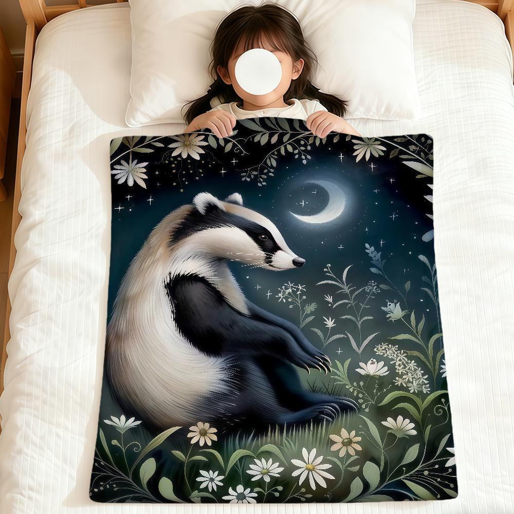 Vintage art animals fox crane flowers soft warm plush blanket dormitory sofa living room pet hogar bedroom gift nap home Flannel