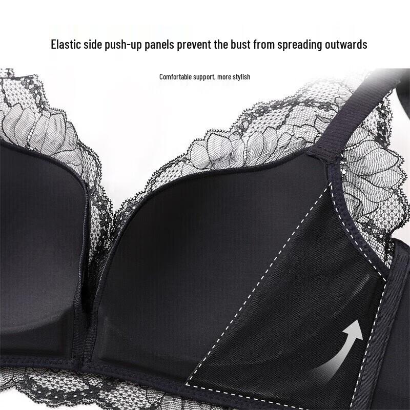 Oudifen Women's Wireless Push-Up Lace Antibacterial Bra (XB1533/XB1521)