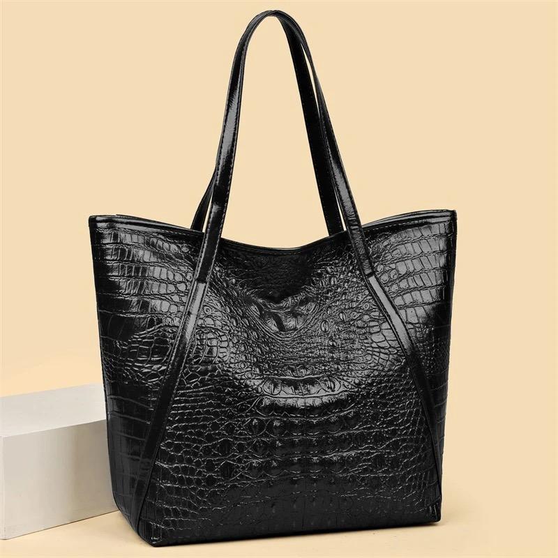 2026 Simple And Versatile Crocodile Print Tote BagLarge Capacity Fashion Handbag Vintage Design ShoulderWomen's Bag