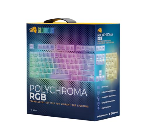 Glorious Polychromatic RGB Keycaps, Translucent, Cherry Profile, US ANSI English Layout, 115 Keycaps, GLO-KC-POLY-RGB KB760