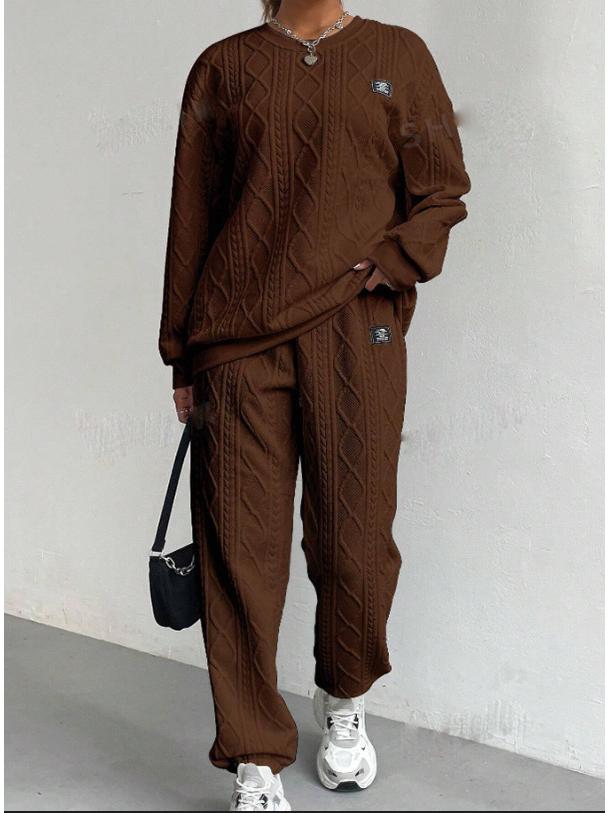 2024 Autumn/Winter Women's Jacquard Long-Sleeve Sweatshirt and Pants Set