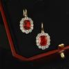 3-Carat Red Corundum Pigeon Blood-red Gold-plated Dense Diamond-encrusted Lace Earrings, Versatile Temperament Niche Light Luxury Ear Jewelry 2026