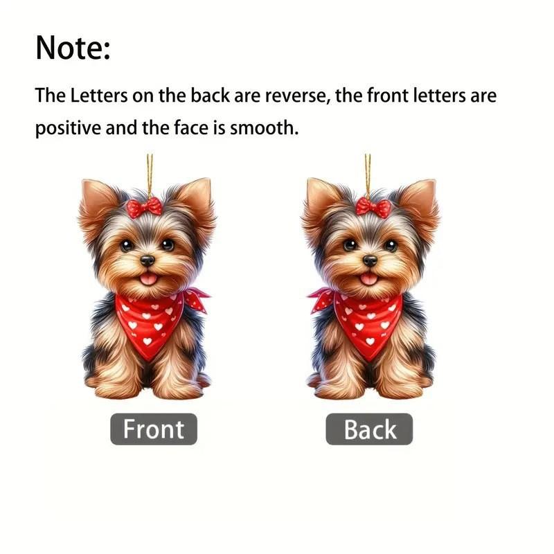 Cute Acrylic Red Scarf Puppy Pendant, Flat Car Decoration, Backpack Charm