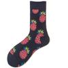 Happy Cherry Lemon Pineapple Strawberry Unisex Fruit Cotton Socks Skateboard Men Fashion Business Hipster Dropship