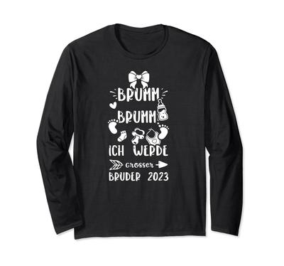 Brumm Ich Werde Bruder 2023 Baby Mädchen Langarm Geschwister Brumm! Großer - T-Shirt
