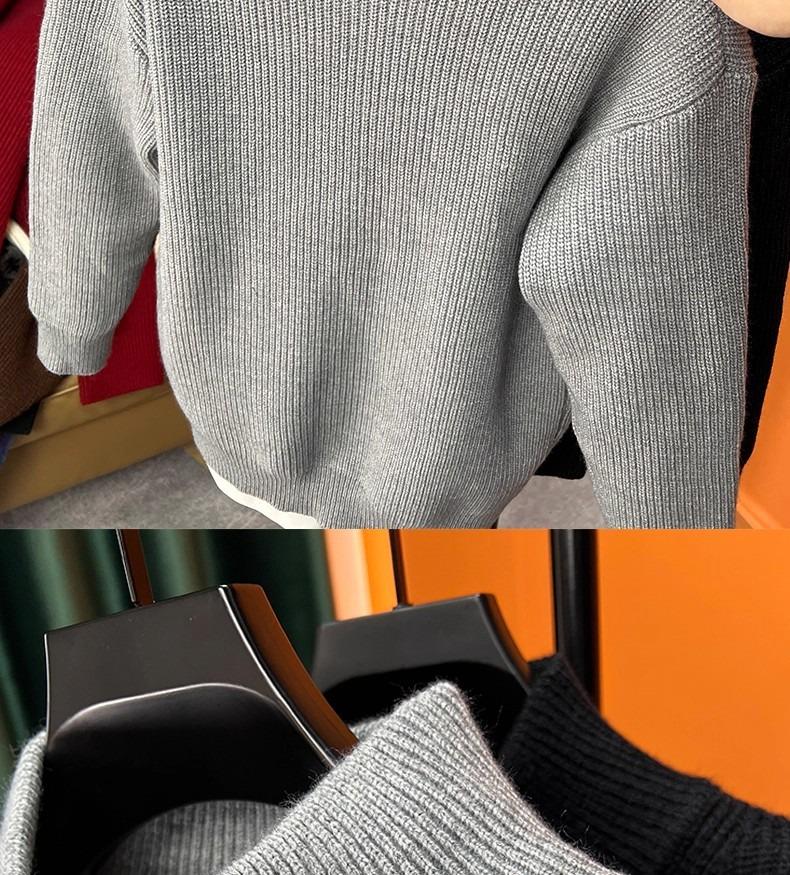 Men's Autumn/Winter Slim-Fit Wool Cardigan with Stand-Up Collar and Double Zipper
