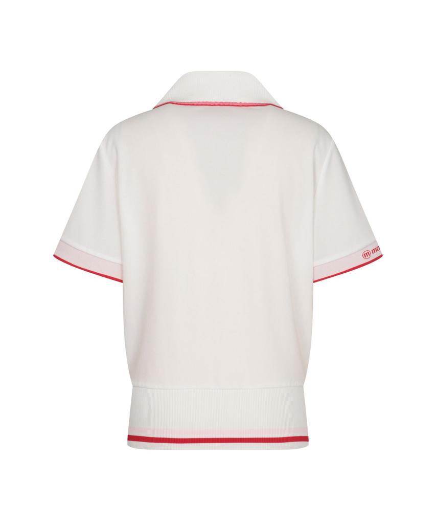 MONDAYFLOW Wide Collar Zip-Up Top_White