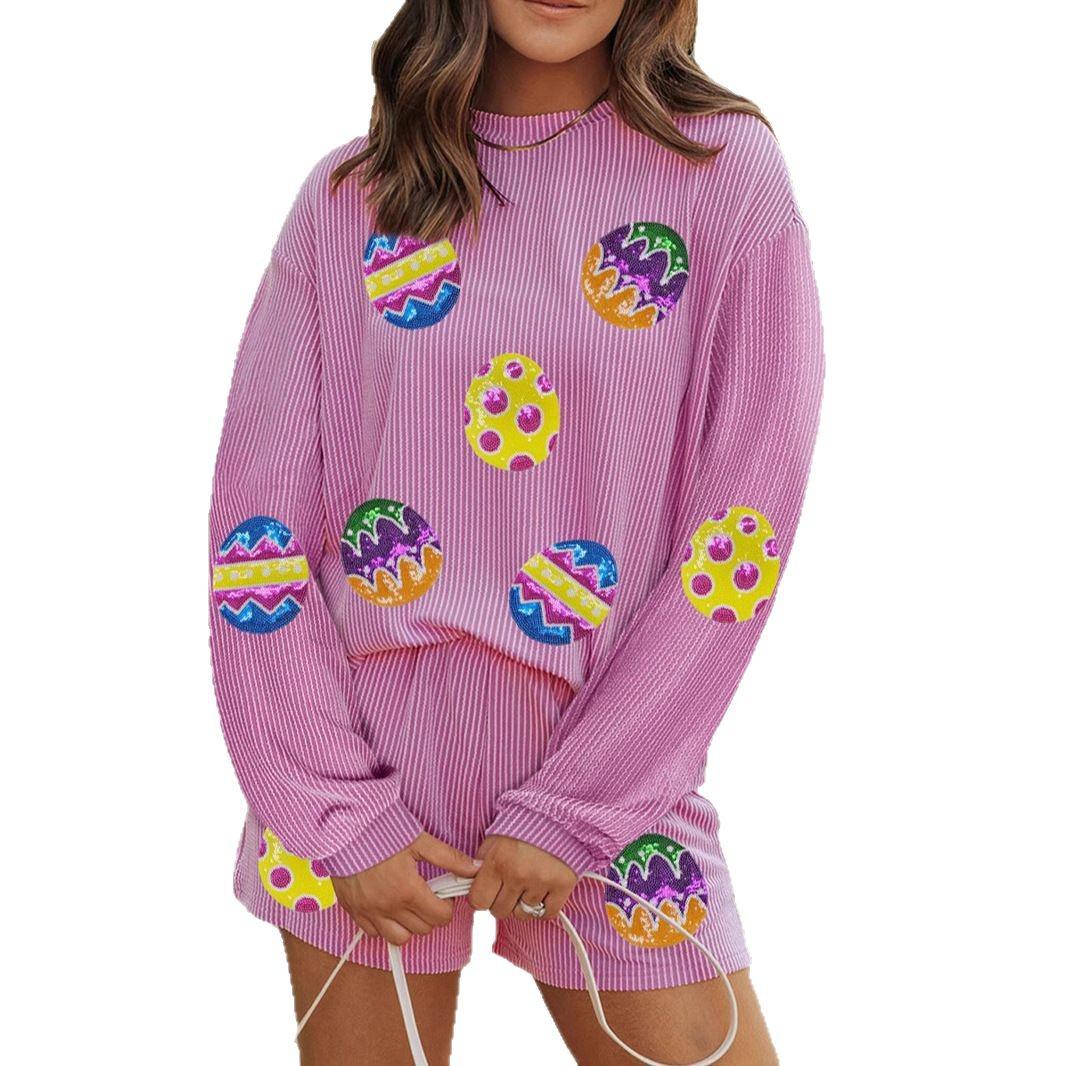 

SHIYING Женский комплект из двух предметов с длинным рукавом и шортами с 3D-рисунком - Весенняя коллекция S розовый