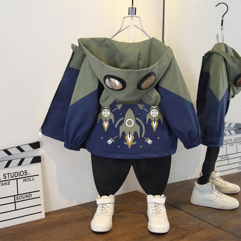 2025 Boys' Spring & Autumn Hooded Jackets - Trendy Medium & Large Sizes