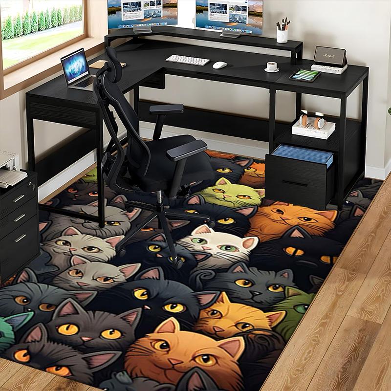 1pc Colorful Cat Pattern Chair Mat - Festive Gift for Office Chairs, Non-Slip Carpet Suitable for Home Decor, Living Room, Bedroom, Game Room.P090