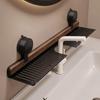 Walnut Suction Cup Faucet Shelf - No-Drill Wall Mount Bathroom Storage Rack