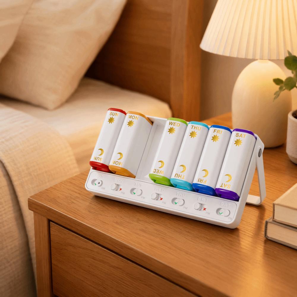 Two Time a Day Pill Organizer AM PM Travel Medicine Box Weekly Pill Box  Medication Reminder