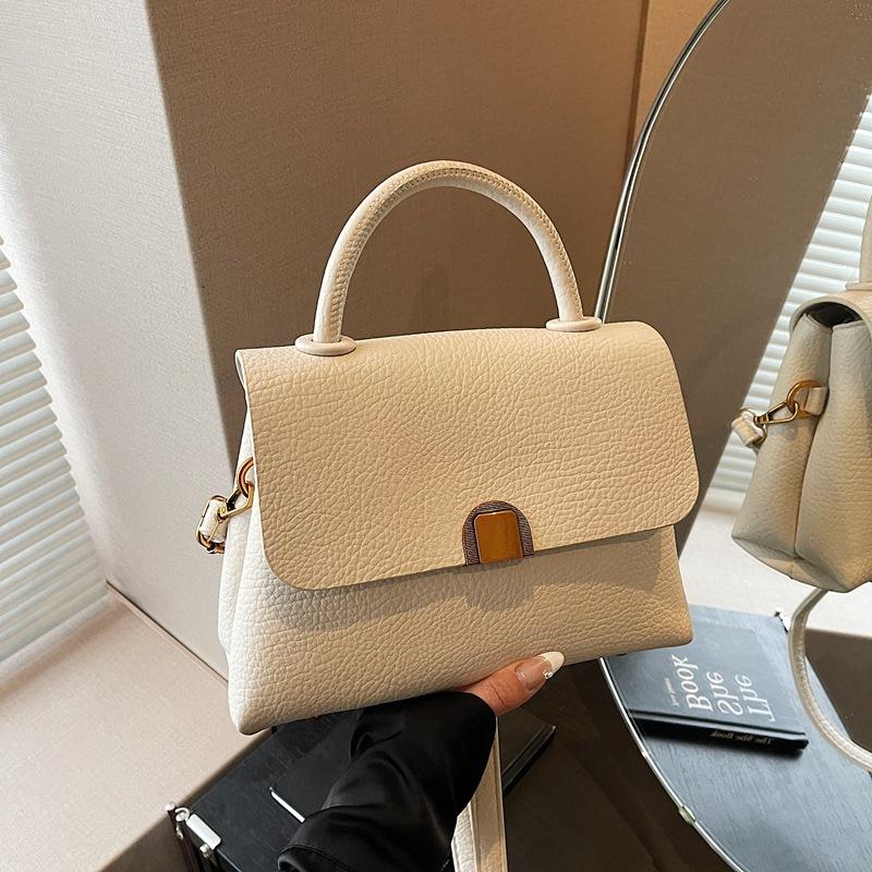 Light luxury simple and versatile commuter document handbag high-end lychee pattern women's bag new casual shoulder messenger bag