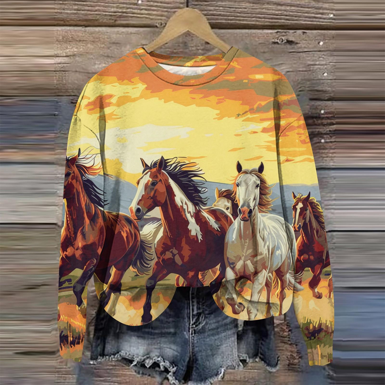 

Жіноча модна вільна повсякденна толстовка з кишеньковим довгим рукавом і принтом XL шафрановий