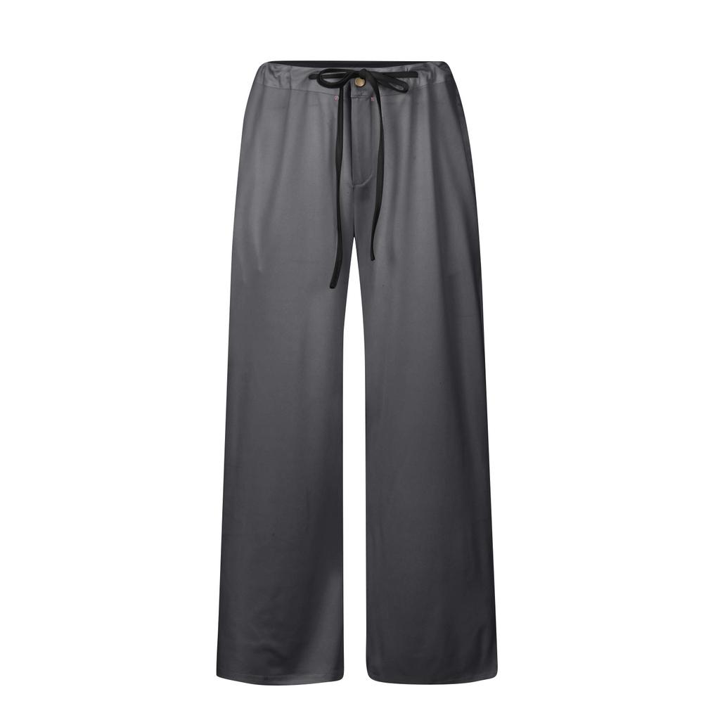 Women's Fashion Retro Casual Loose Drawstring Wide Leg Sweatpants With Pockets