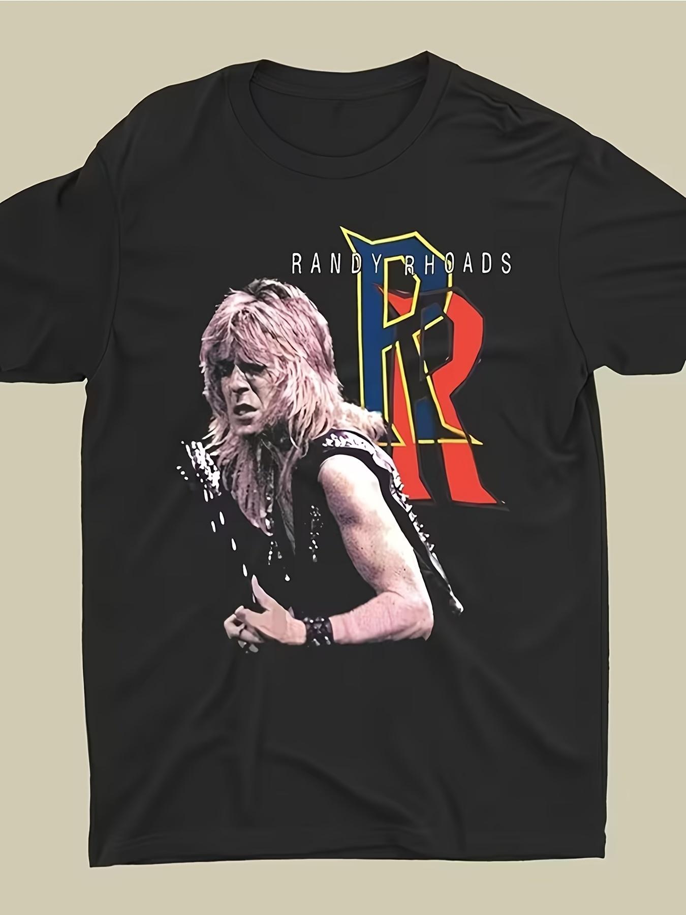 Mens  Womens Randy Rhoads Tribute TShirt  Iconic Guitar  Lettering Breathable MoistureWicking Oversized Tee Suitable for M