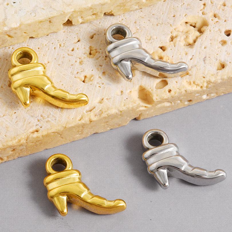 4pcs Mix Boots Pendants For Jewelry Making Supplies Clothing Accessories Stainless Steel Charm Bulk DIY Keychain Necklace Charms