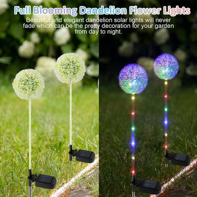 Ao ar livre solar led dandelion luz estaca lâmpada jardim decoração luzes decorativas