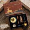 Wax Seal Stamp Kit Vintage Reindeer Gift Box Wax Furnace Seal Round Wax Set Wooden Handle Wax Seal Kit