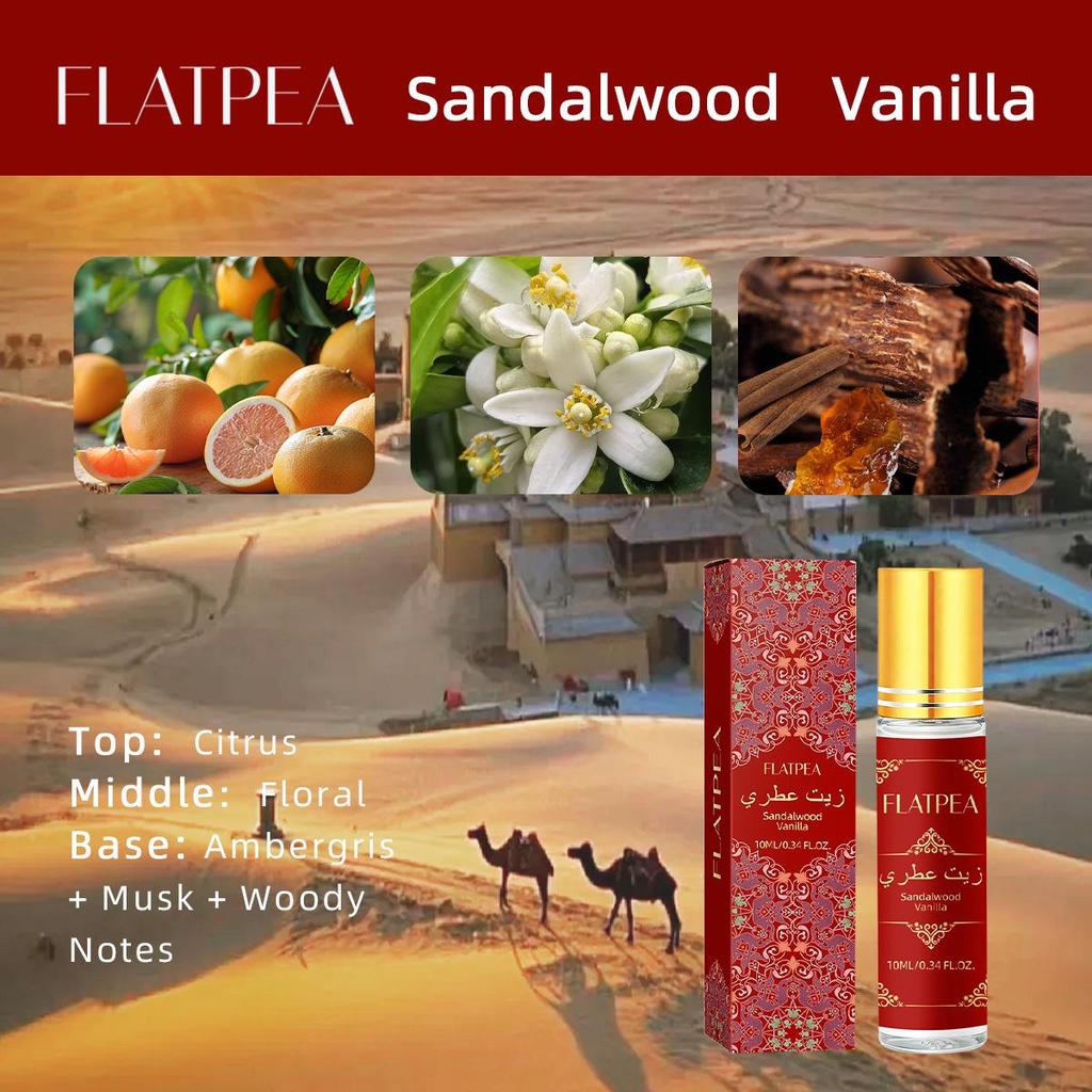 Arabic Sandalwood Perfume Oil - Long-lasting Rollerball, Alcohol-Free, 10ml Natural Essential Oil