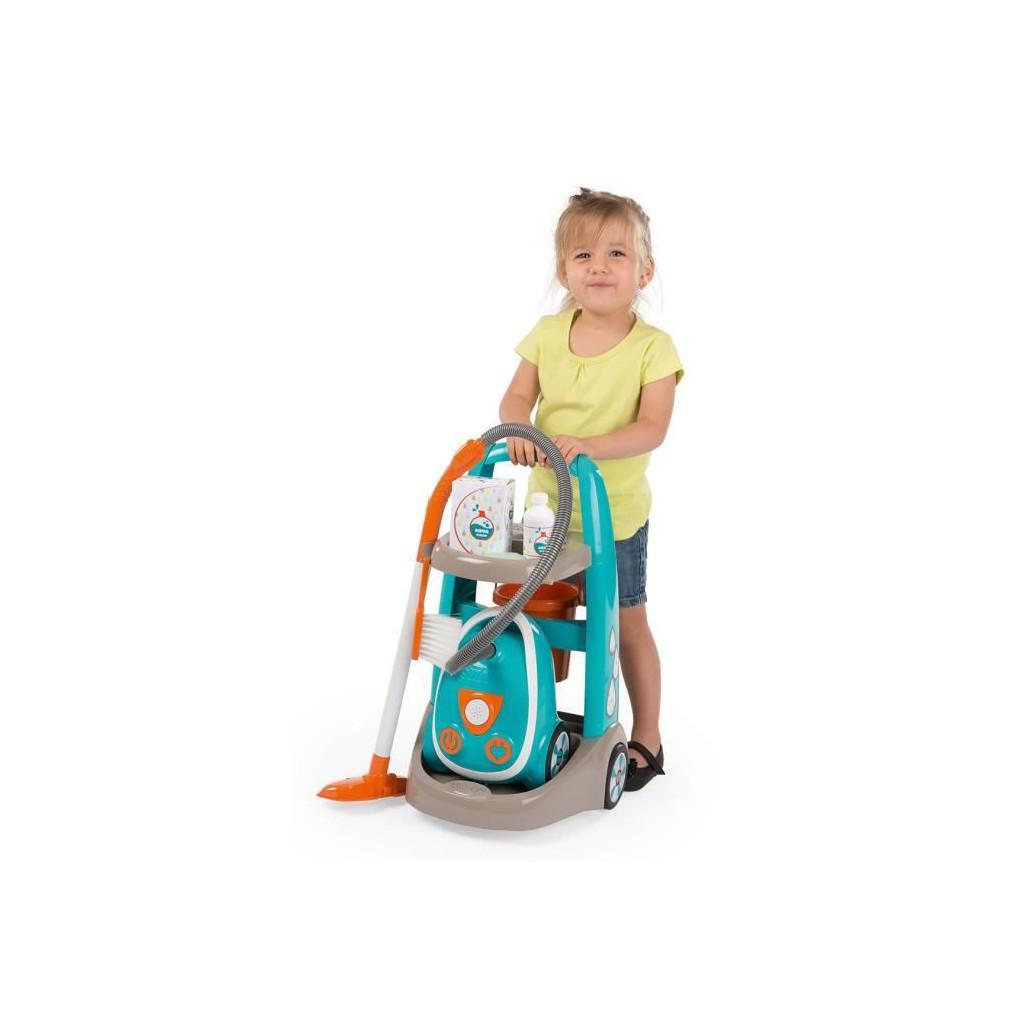 Smoby – Chariot Ménage Avec Aspirateur Électronique & Bruit Réaliste – 9 Accessoires – Piles Incluses – Dès 3 Ans – Fabriqué En France