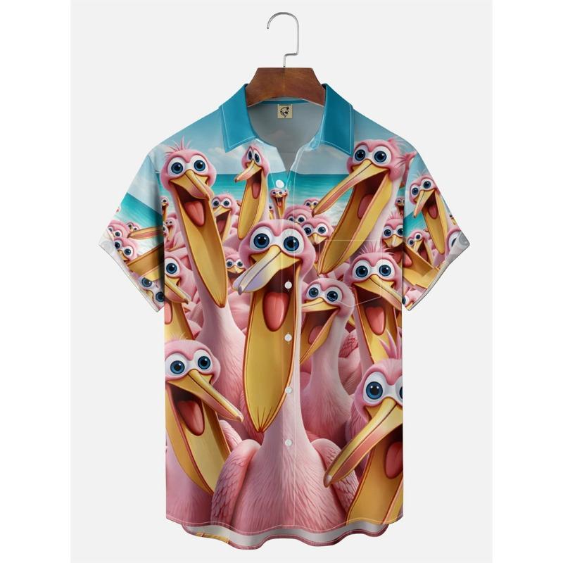 2026 Funny cartoon animal 3D Print Shirts For Men women Hawaiian shirt Casual Blouse Summer Holiday Short Sleeved button Shirt